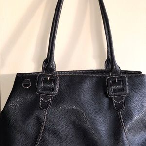 Liz Claiborne Black Leather Tote Bag